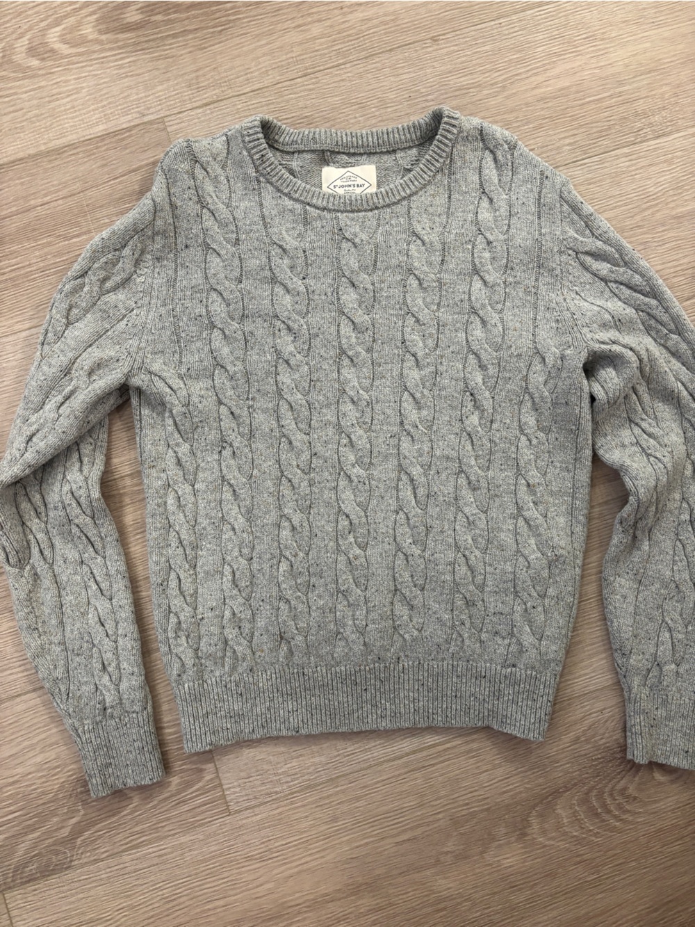 St. John's Bay Gray Cable Knit Crewneck Sweater